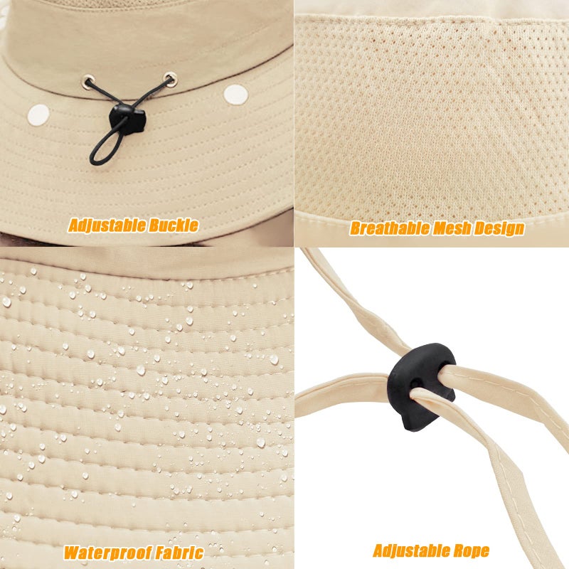 Outrip Fishing Hat for Men & Women, Outdoor UV Sun Protection Wide Brim Hat with Face Cover & Neck Flap (Beige) - Image 5
